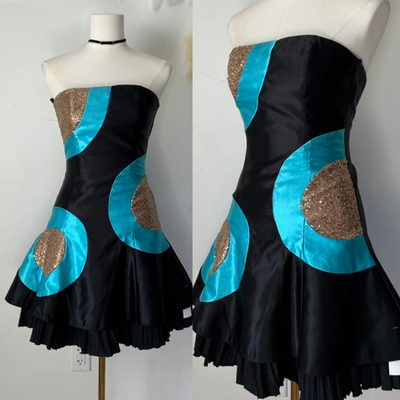 Jessica McClintock Dresses & Skirts - VTG Jessica McClintock x Gunne Sax Mini Dress Size 3 Hoco Sequins Strapless 80s